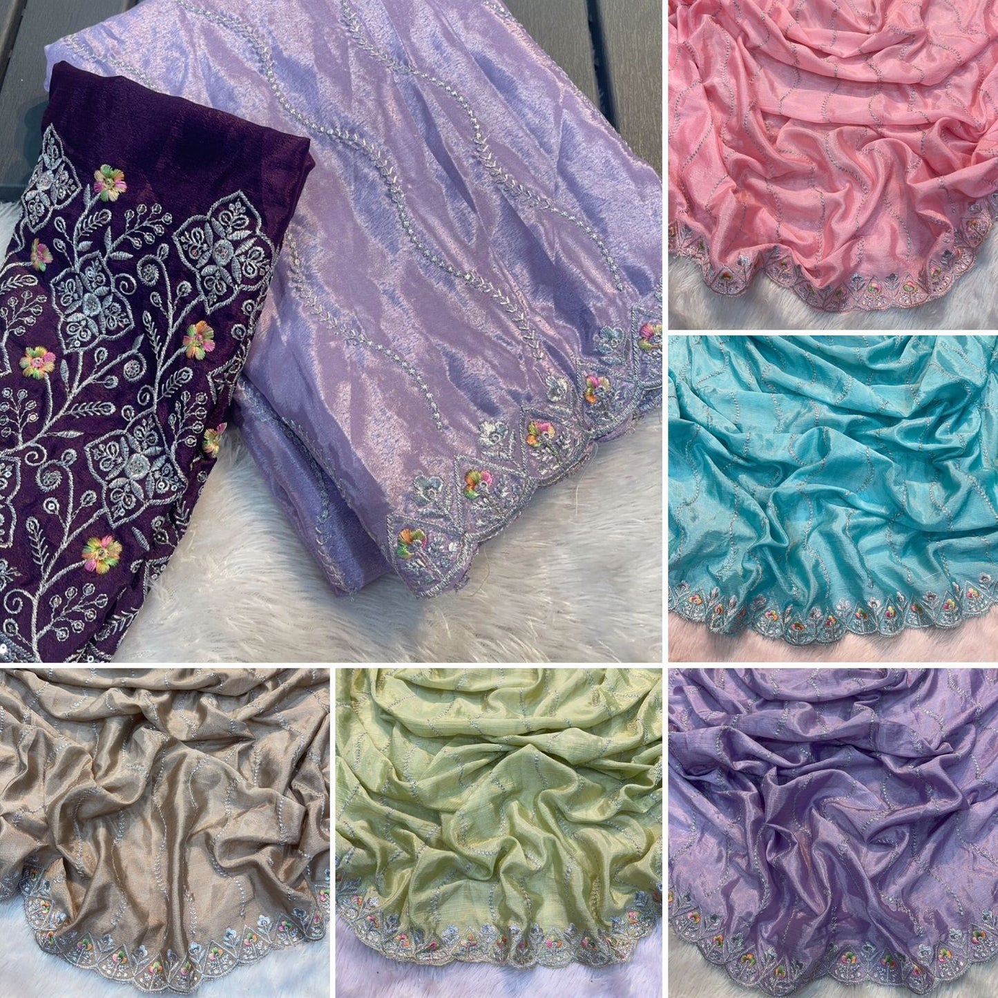 House of Shivisha – Fancy Designer Party Wear Chinon Silk Saree with Embroidered Blouse (Code: KK-0303)