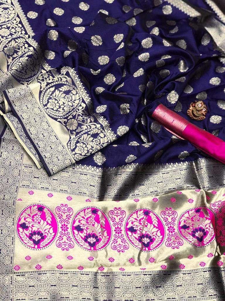 HOS TANMAY Catalogue – Soft Banarasi Silk Saree with Gold Jari Weaving & Rich Pallu - House Of ShiVisha