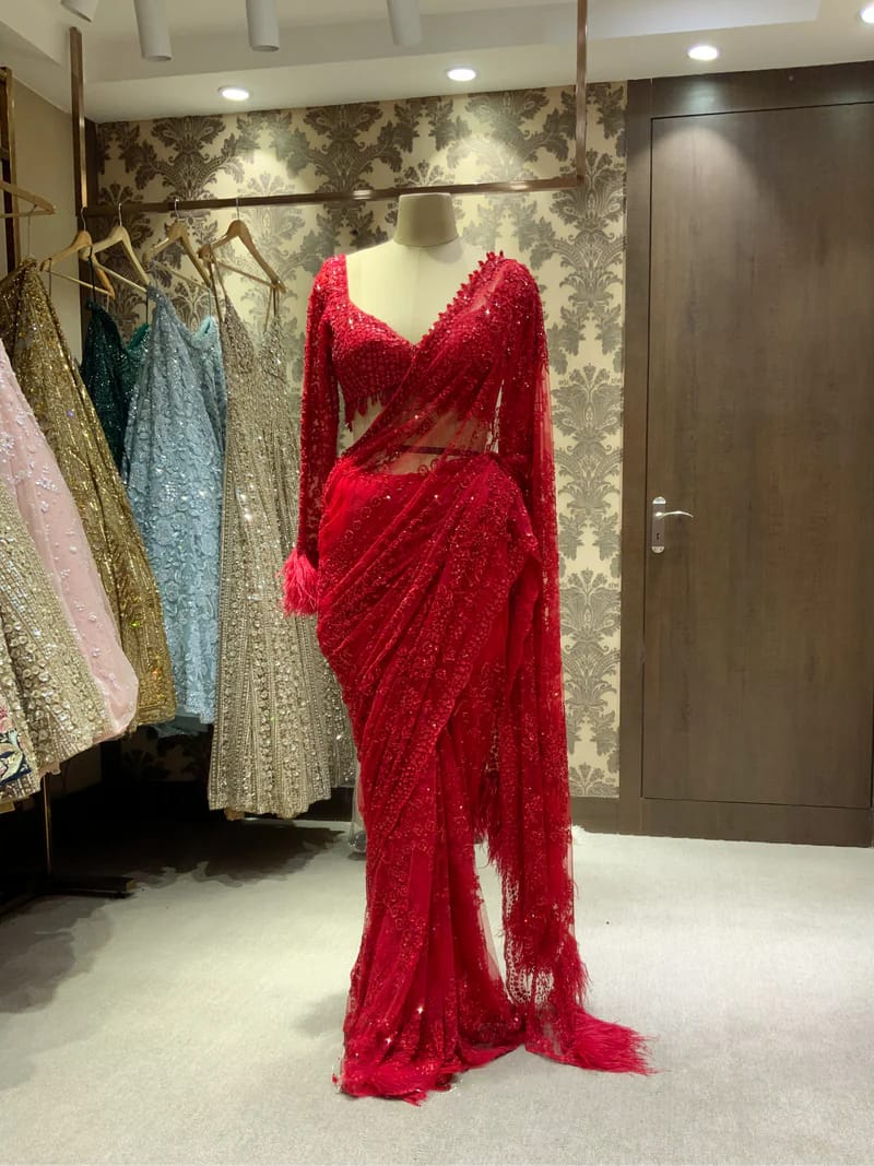 HOS DF 3461 Bollywood Blockbuster Saree – Butterfly Net with Heavy Sequins Embroidery & Designer Blouse