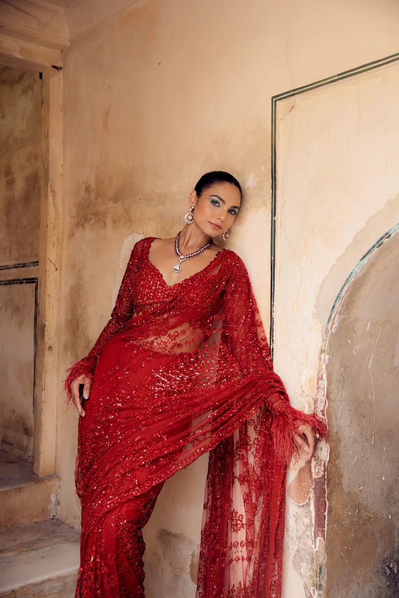 HOS DF 3461 Bollywood Blockbuster Saree – Butterfly Net with Heavy Sequins Embroidery & Designer Blouse