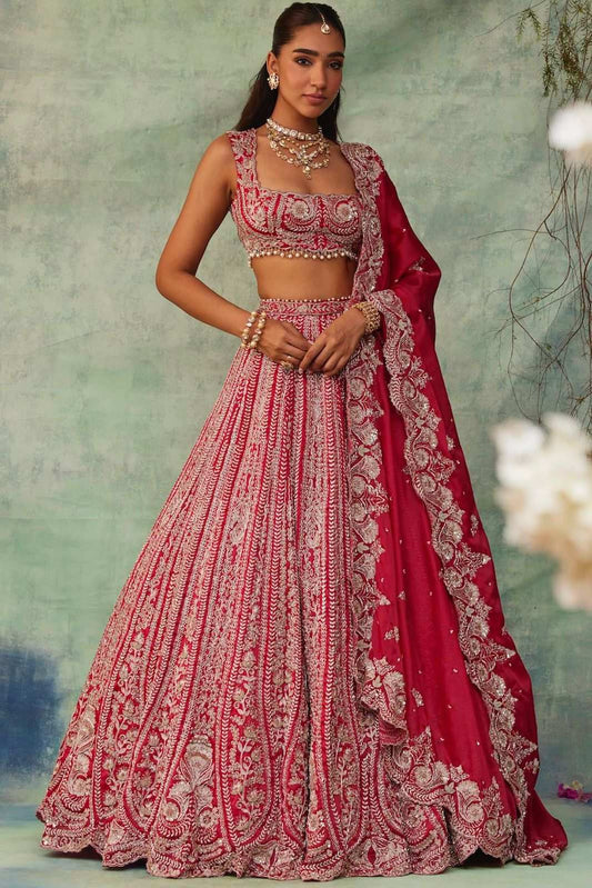 HOS HC-1010 Designer Lehenga – Boomer Silk with Thread, Coding & Sequins Work (3.5 Mtr Flair) - House Of ShiVisha