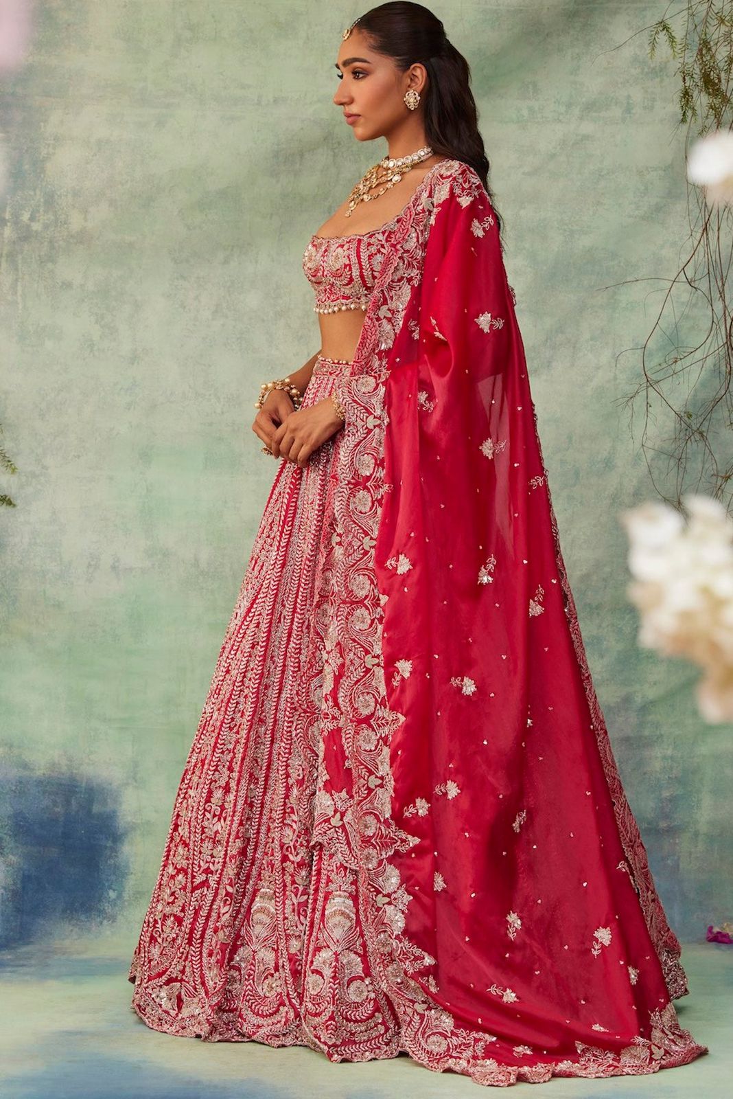 HOS HC-1010 Designer Lehenga β Boomer Silk with Thread, Coding & Sequins Work (3.5 Mtr Flair)