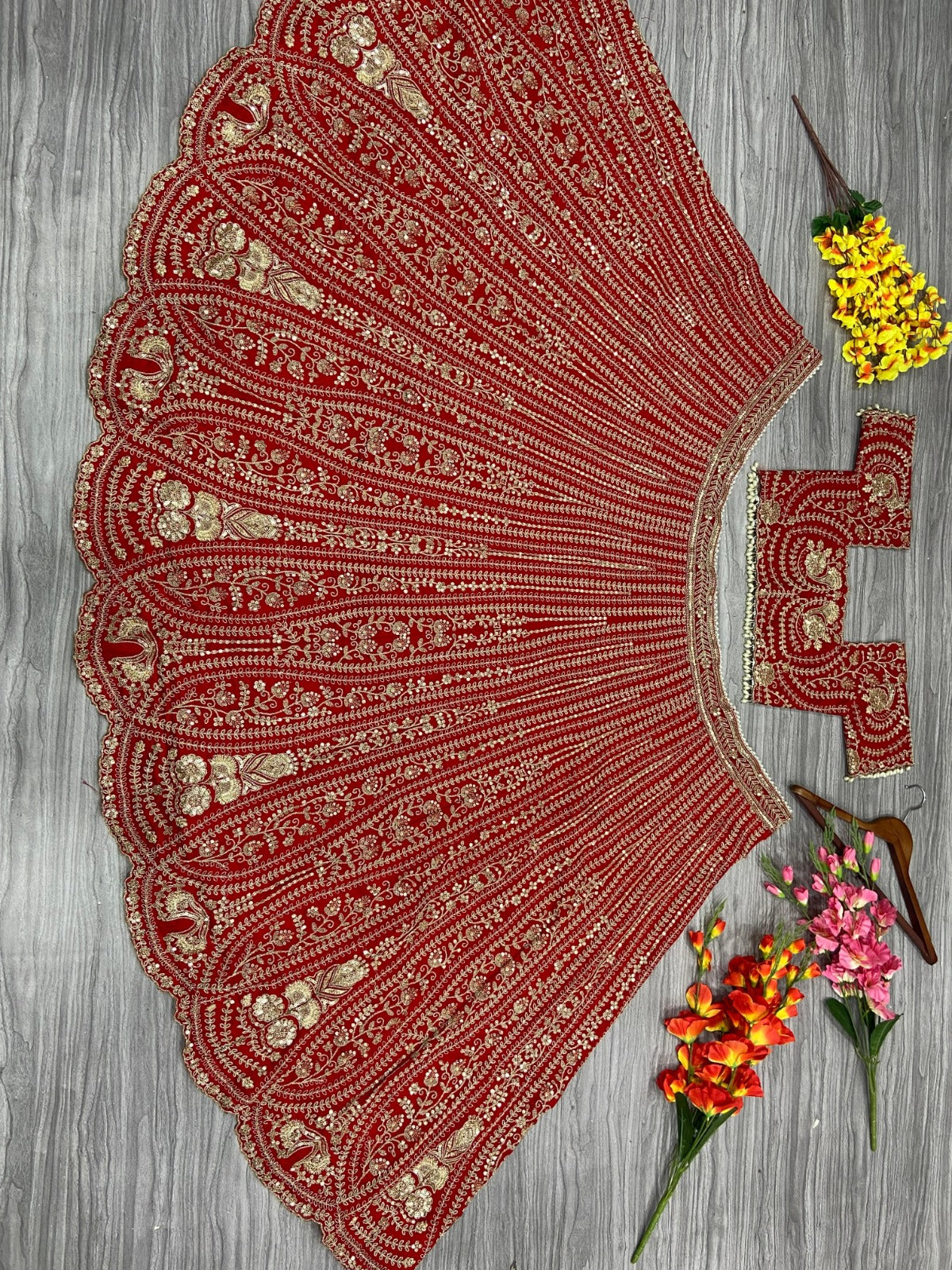 HOS HC-1010 Designer Lehenga β Boomer Silk with Thread, Coding & Sequins Work (3.5 Mtr Flair)
