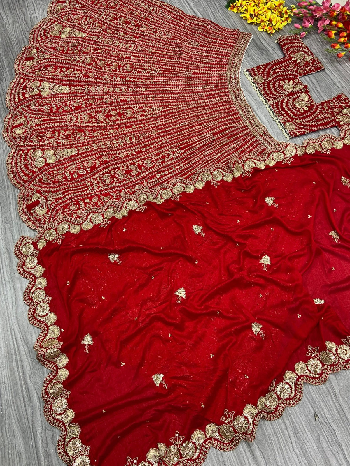 HOS HC-1010 Designer Lehenga β Boomer Silk with Thread, Coding & Sequins Work (3.5 Mtr Flair)