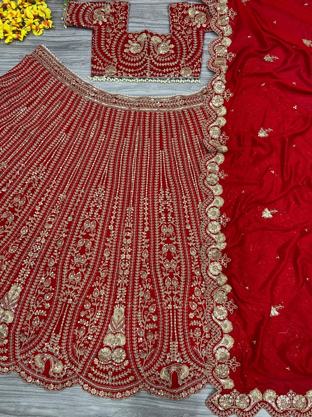 HOS HC-1010 Designer Lehenga β Boomer Silk with Thread, Coding & Sequins Work (3.5 Mtr Flair)