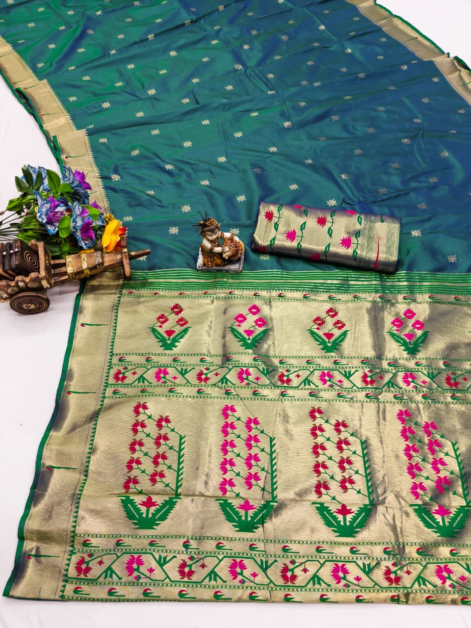 House of ShiVisha RENUKA Catalogue β Paithani Lichi Silk Sarees with Muniya Border & Gold Jari Weaving