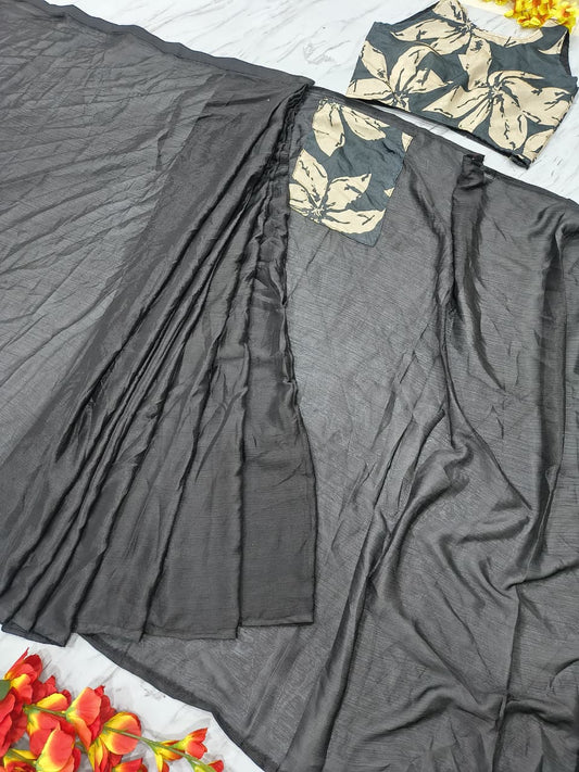 HOS HC-1089 Chinon Silk Ready-to-Wear Saree with Pocket - House Of ShiVisha