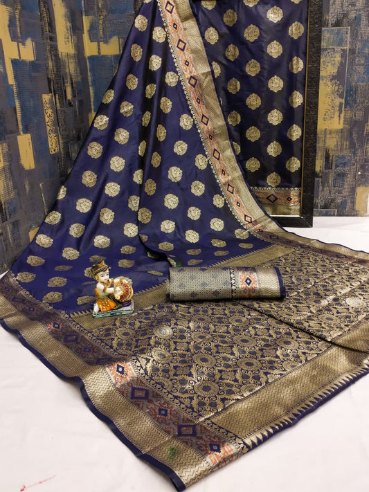 HOS Gunjan Banarasi Silk Saree with Rich Jari Border - House Of ShiVisha