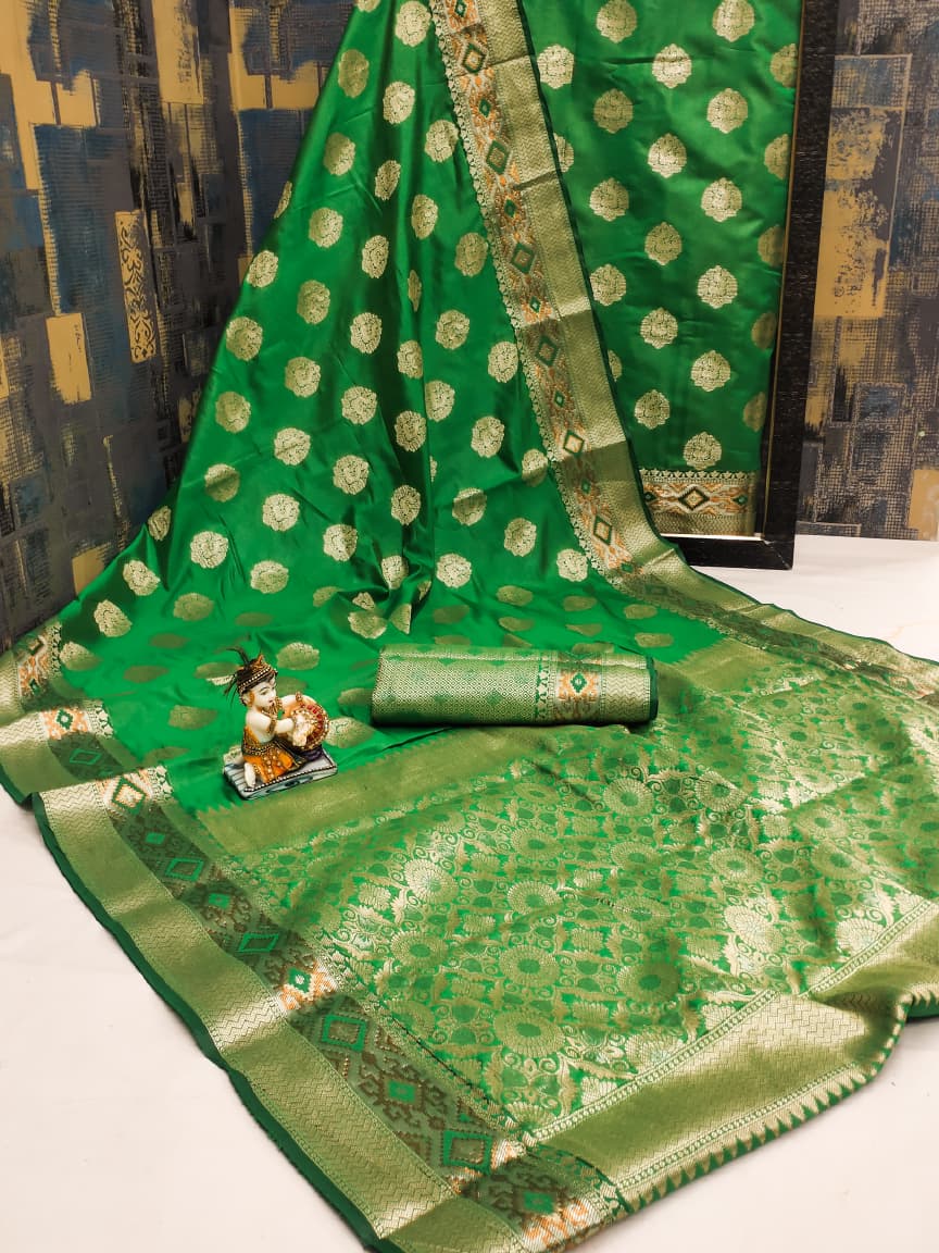 HOS Gunjan Banarasi Silk Saree with Rich Jari Border - House Of ShiVisha