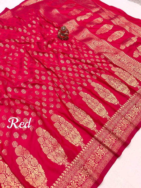 HOS Ranjan Soft Silk Saree with Gold Jari Weaving - House Of ShiVisha
