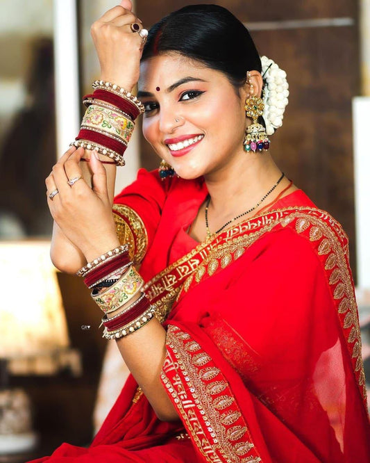 HOS KK-0165 Rangoli Silk Saree with Embroidery & Mono Silk Blouse - House Of ShiVisha