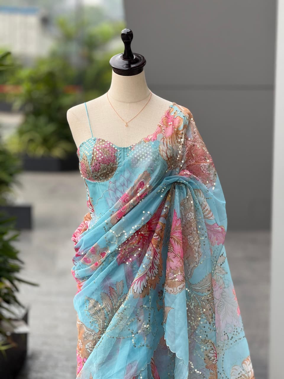 HOS SCnx 1178 Jimmy Organza Saree with Sequins Work - House Of ShiVisha
