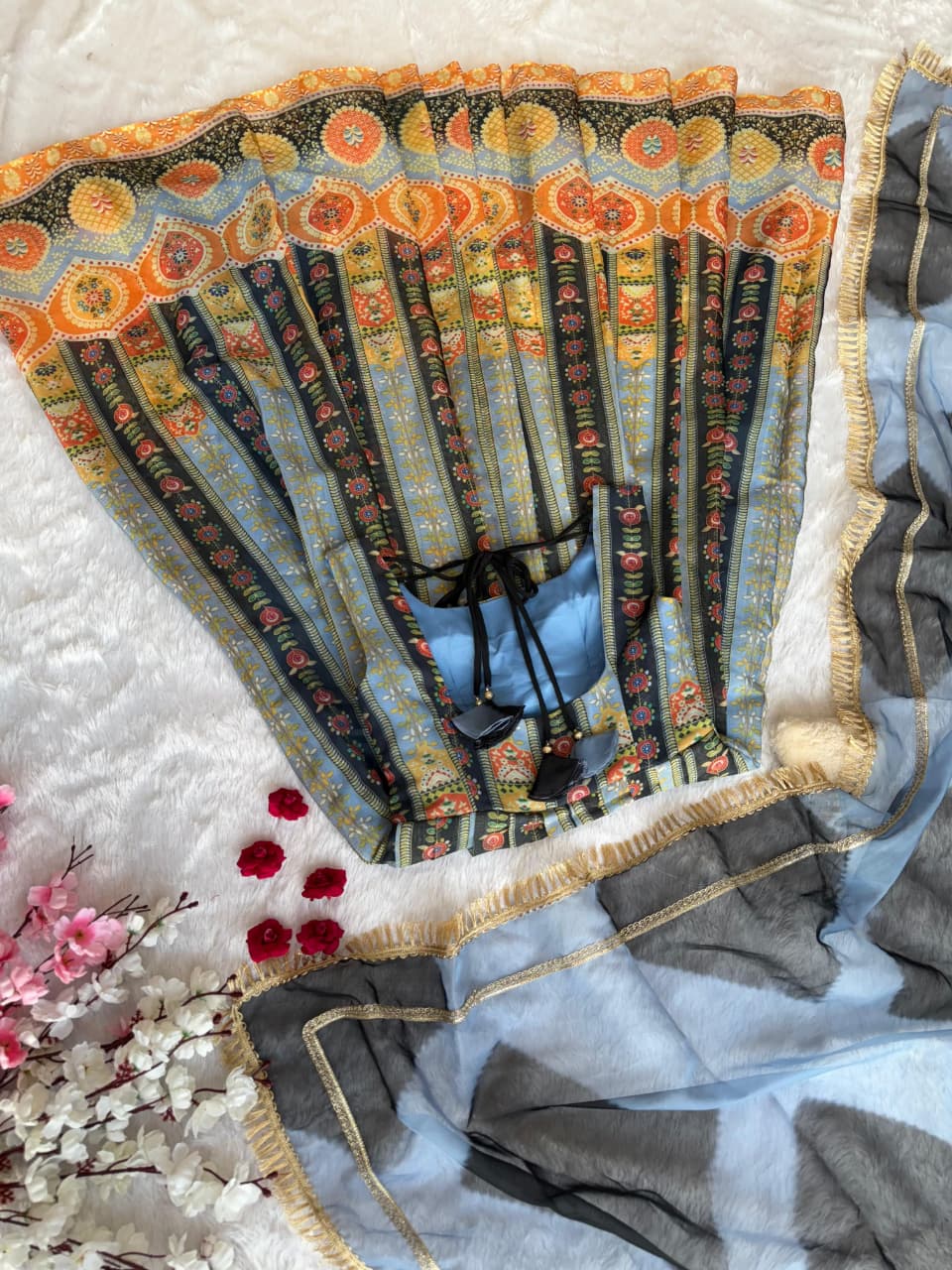 SCNX-1166 Jimmy Organza Silk Digital Printed Anarkali Gown – Designer Dupatta with Lace Border | House of ShiVisha™ | Modern Grace Edition