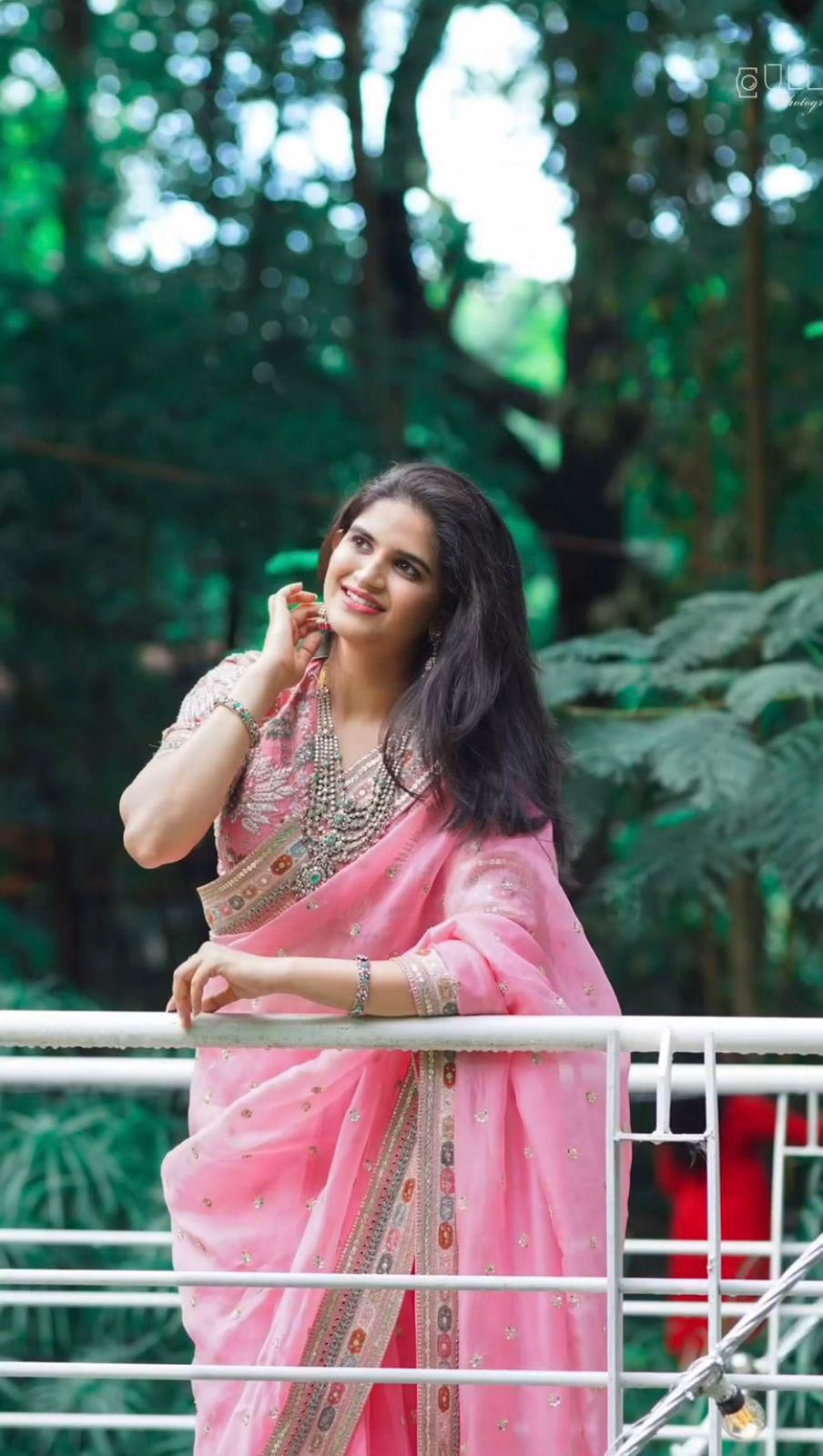 KK-PINARI Heavy Tissue Organza Silk Saree – Multi Thread, Zari & Sequin Embroidery with Mono Banglory Blouse | House of ShiVisha™ | Designer Luxe Edition