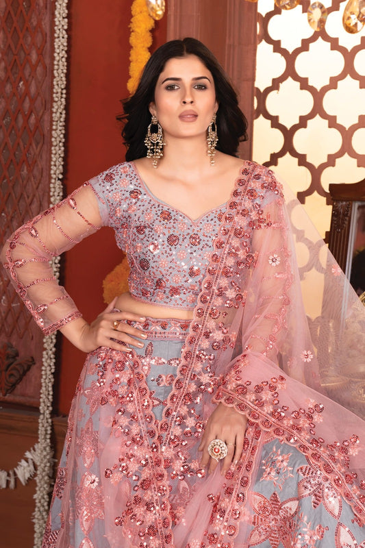 Premium Malburi Silk Lehenga – Thread Embroidery & Heavy Sequins Work | Real Modelling Shoot | House of ShiVisha™ | Code: HOS