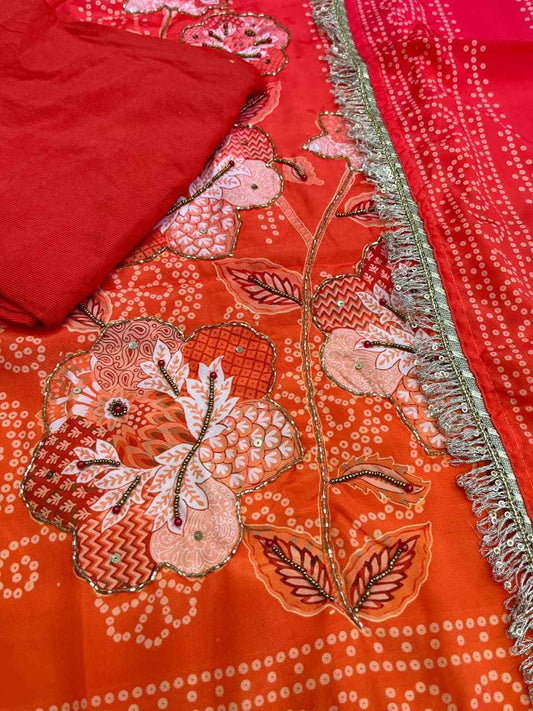 Pure Softy Chinon Silk Kurti Pant Dupatta Set – Aari & Hand Embroidery Work with Cotton Lining | House of ShiVisha™