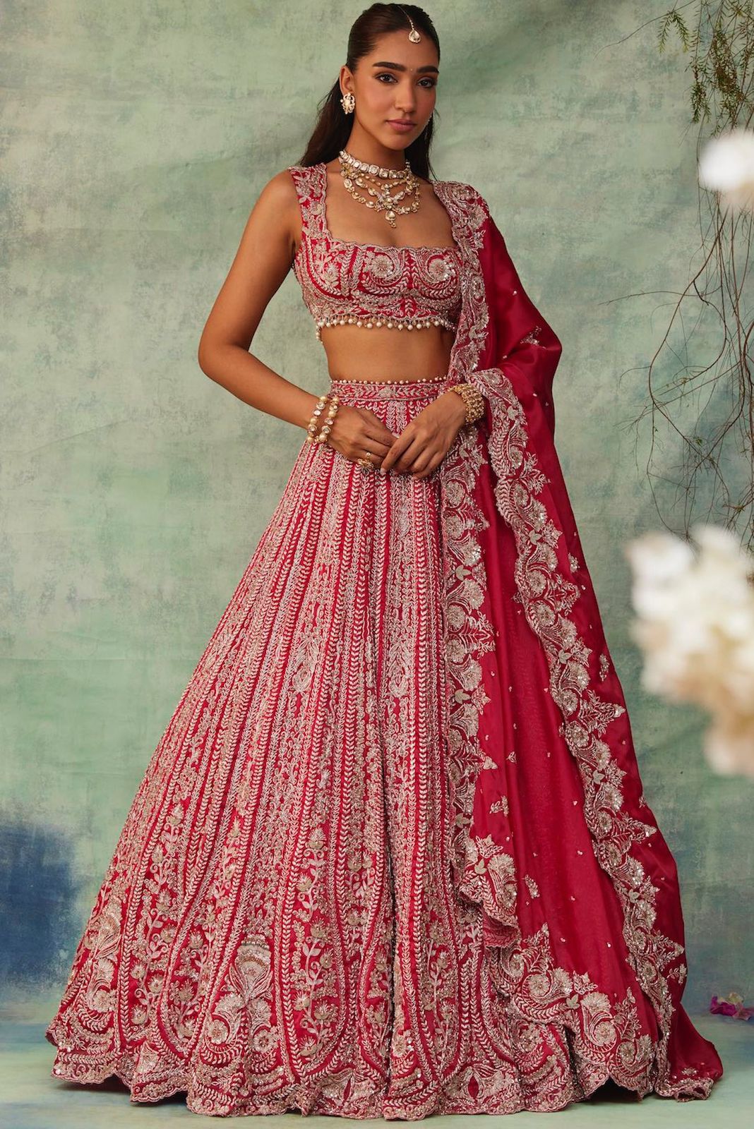 HOS HC-1010 Designer Lehenga – Boomer Silk with Thread, Coding & Sequins Work (3.5 Mtr Flair) - House Of ShiVisha