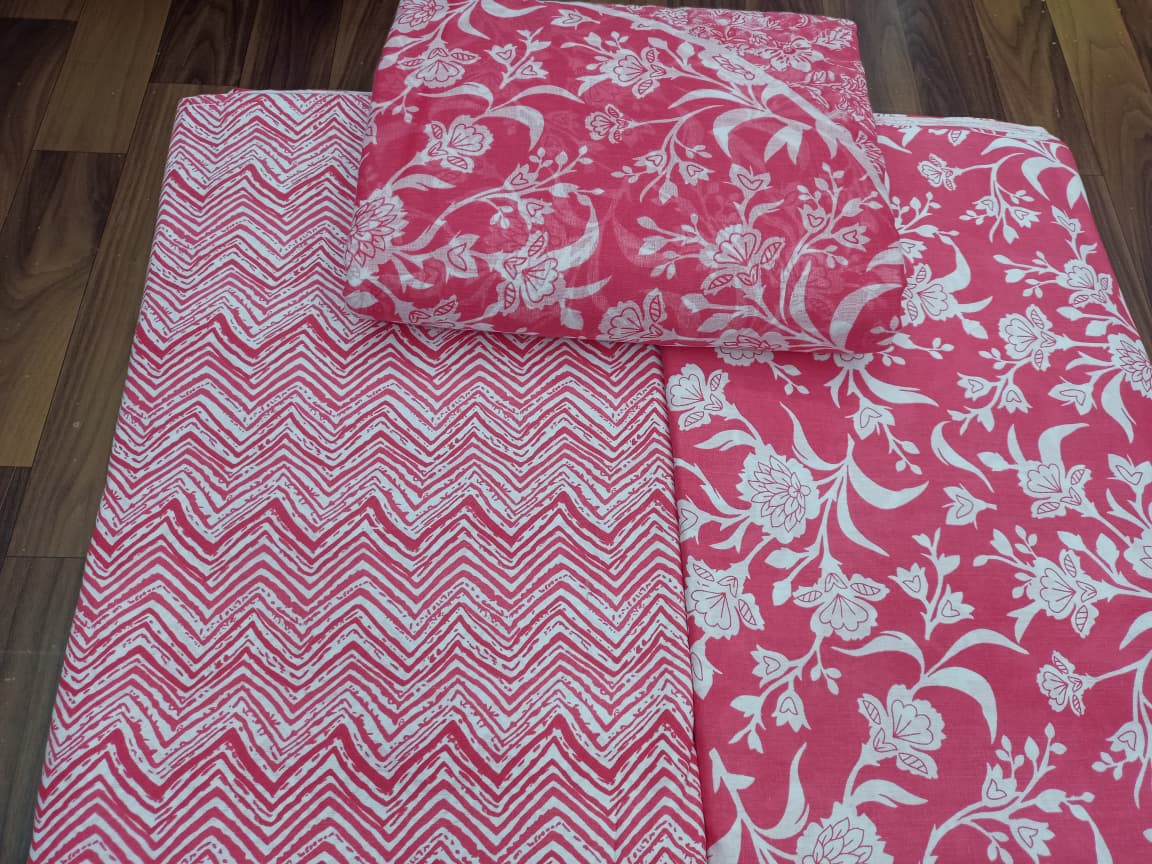 Jaipuri Cotton Block Print 60 40 Fabric Set - Design 155