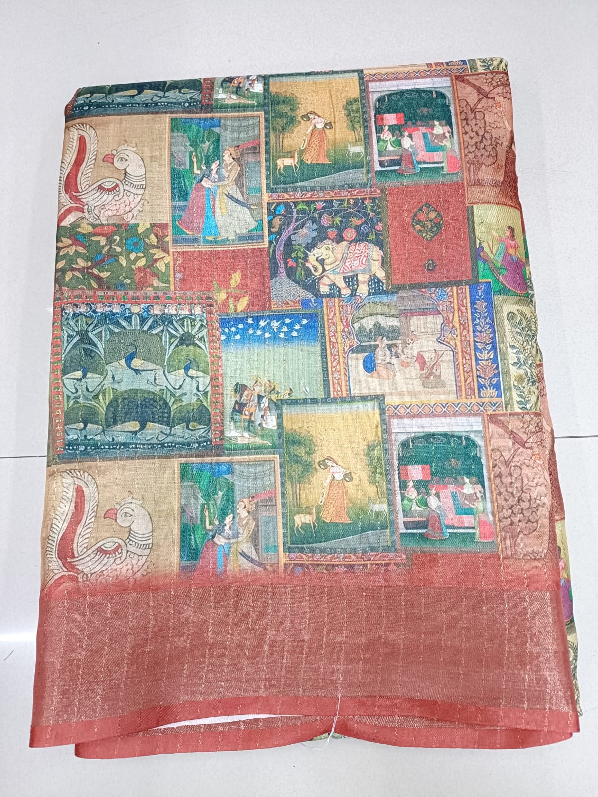 Handloom Recozari Silk Saree – Rust Orange with Ruby Red accents, Zari Border (Design 052)