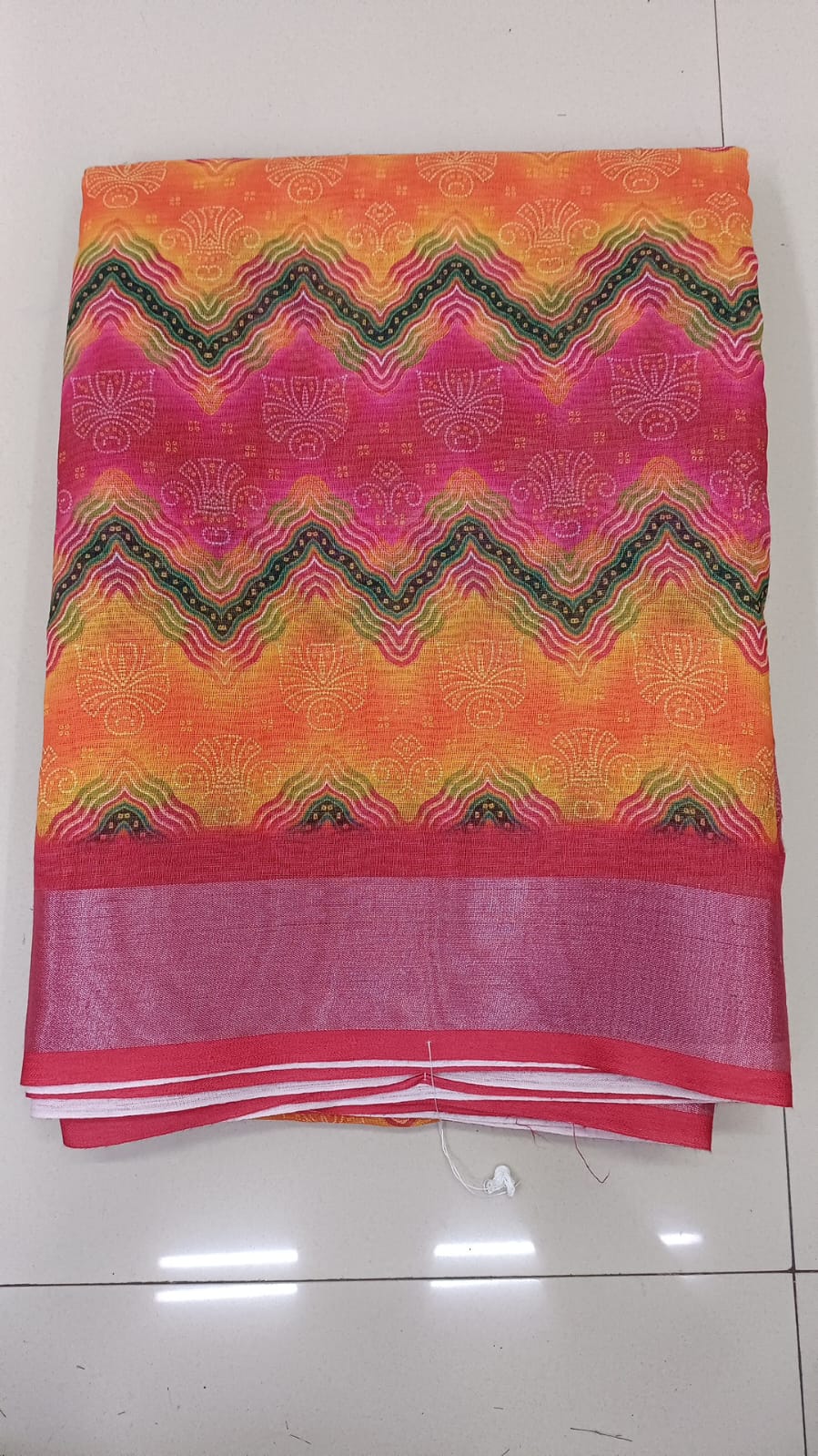 Handloom Recozari Silk Saree – Ruby Red, Silver Zari Border (Design 087)