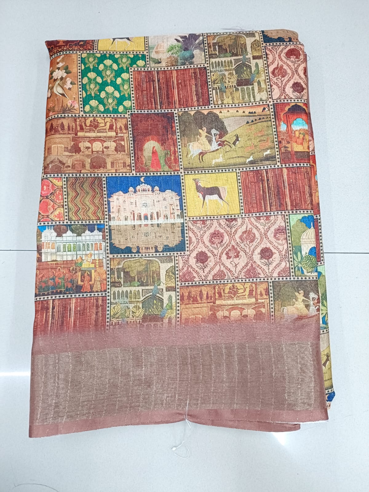 Handloom Recozari Silk Saree – Aqua Blue with Mustard Yellow accents, Zari Border (Design 050)