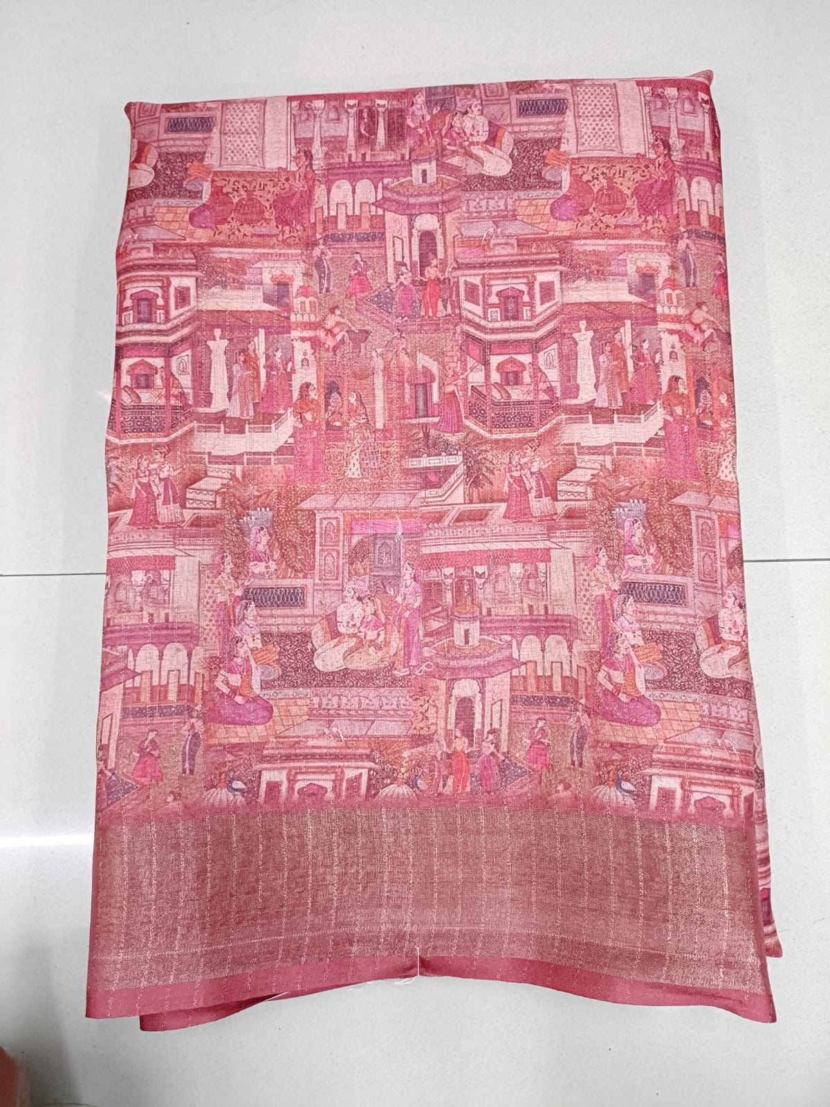 Handloom Recozari Silk Saree – Ruby Red, Zari Border (Design 128)