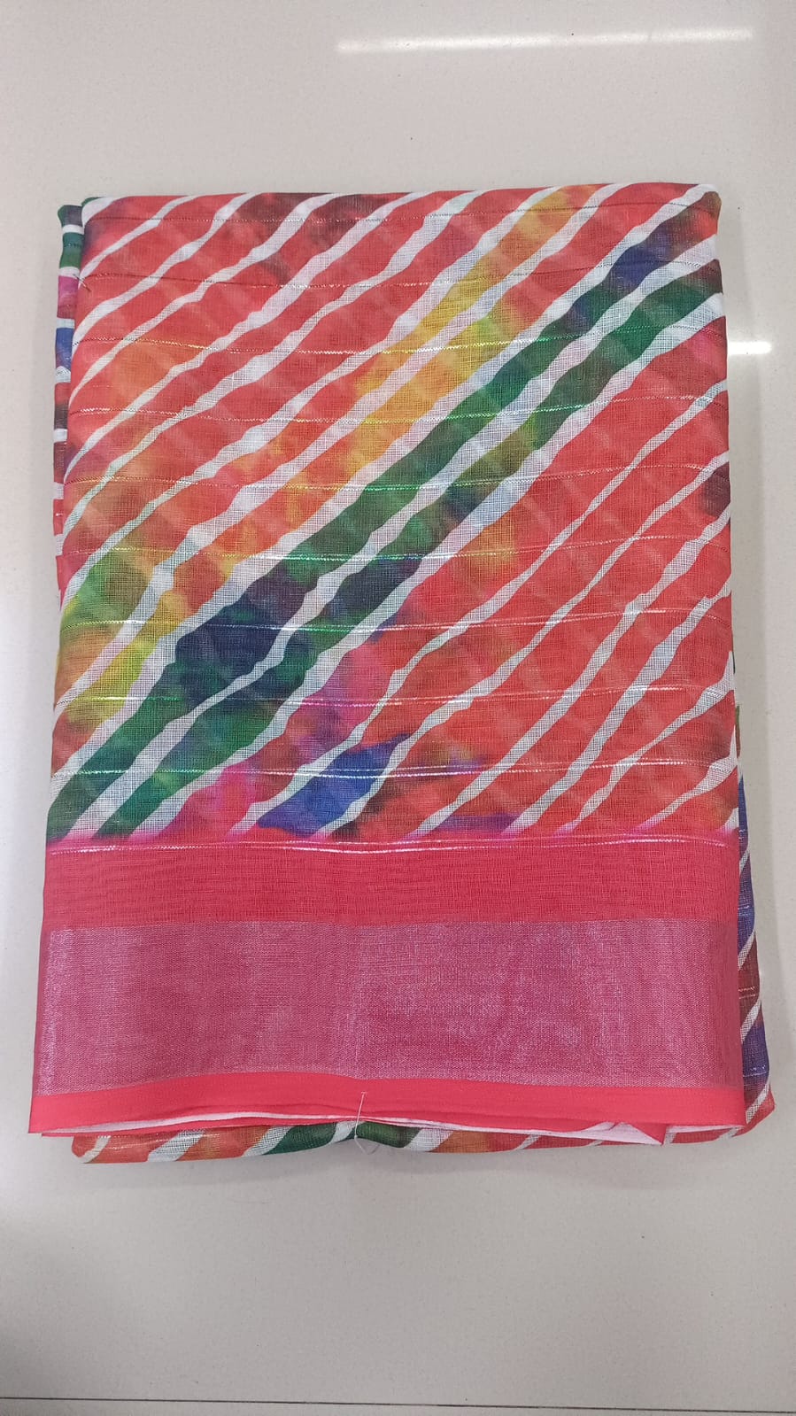 Handloom Recozari Silk Saree – Royal Blue with Emerald Green accents, Silver Zari Border (Design 225)