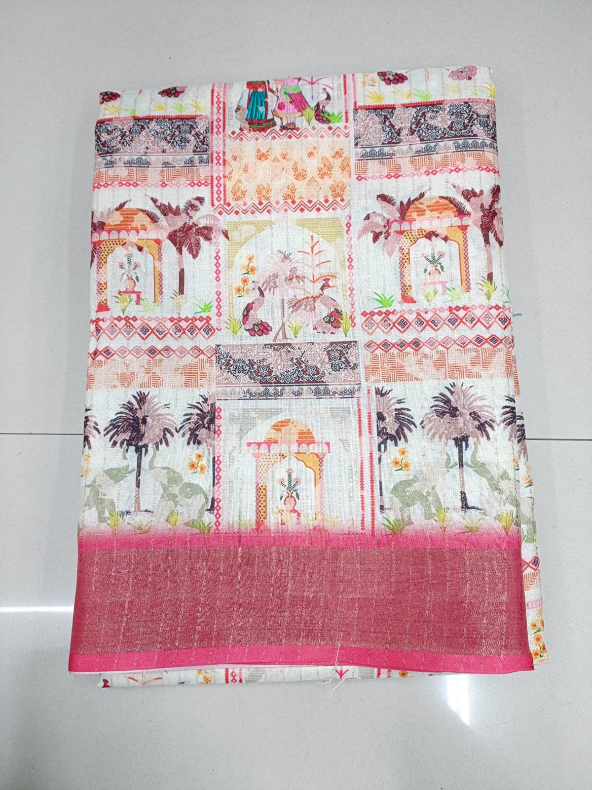 Handloom Recozari Silk Saree – Ruby Red, Zari Border (Design 154)