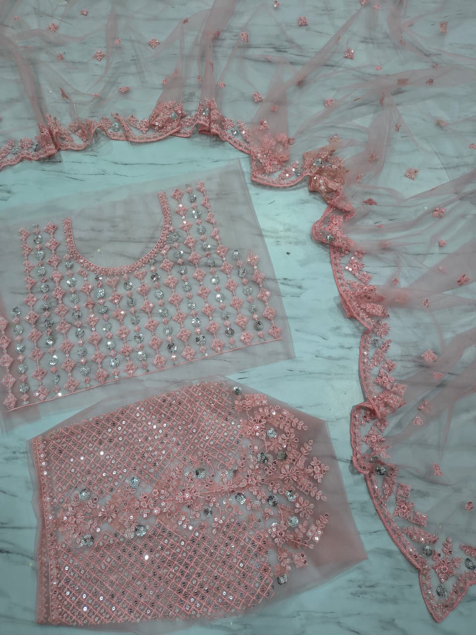 HOS ASN - 88 Soft Net Saree – Premium Butterfly Net with Thread & Sequins Work - House Of ShiVisha