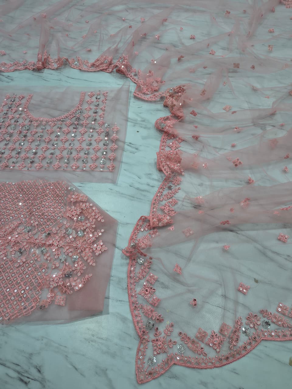 HOS ASN - 88 Soft Net Saree – Premium Butterfly Net with Thread & Sequins Work - House Of ShiVisha