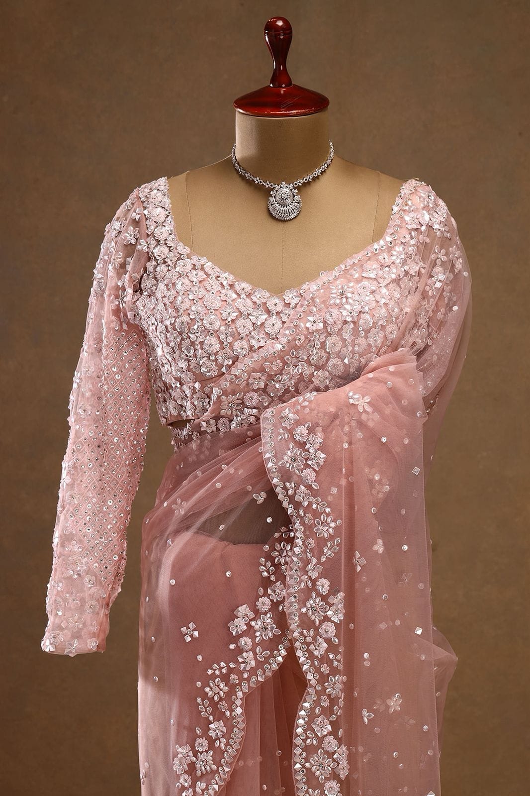 HOS ASN - 88 Soft Net Saree – Premium Butterfly Net with Thread & Sequins Work - House Of ShiVisha