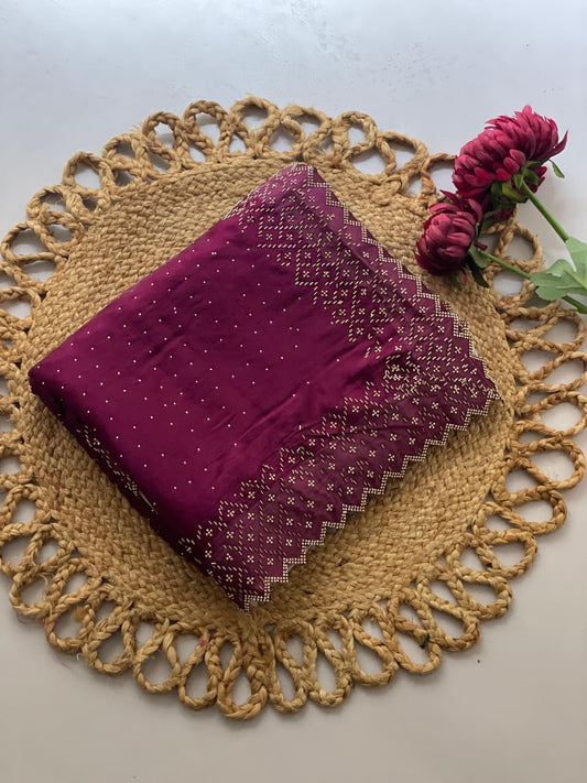 HOS DF 3467 Bollywood Zarkhan Saree – Jimmy Chu Fabric with Diamond Work (6 Colors) - House Of ShiVisha