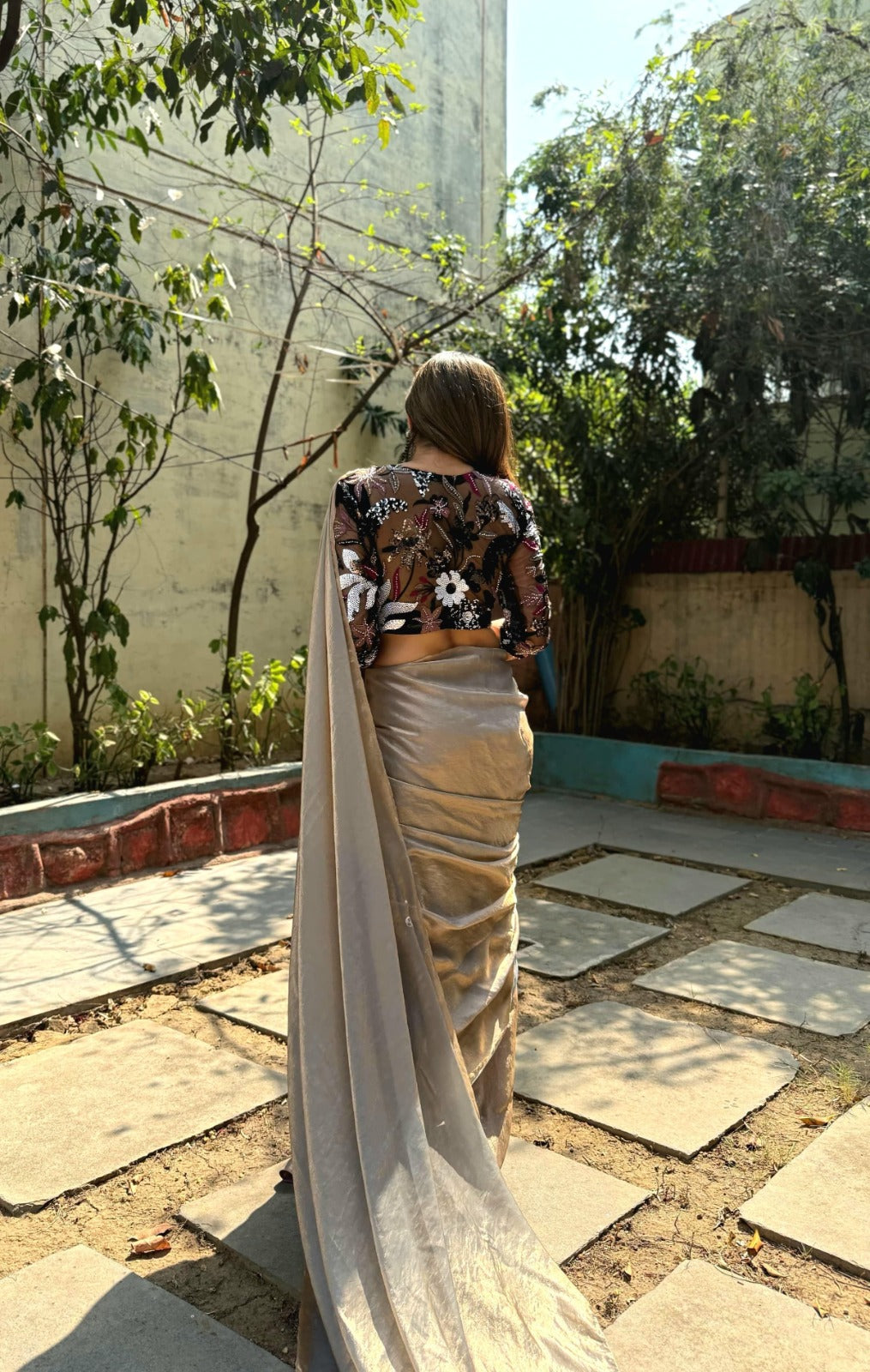 ASN-78 Premium Space Silk Saree – 6 Sequin Embroidery Soft Net Blouse | House of ShiVisha™