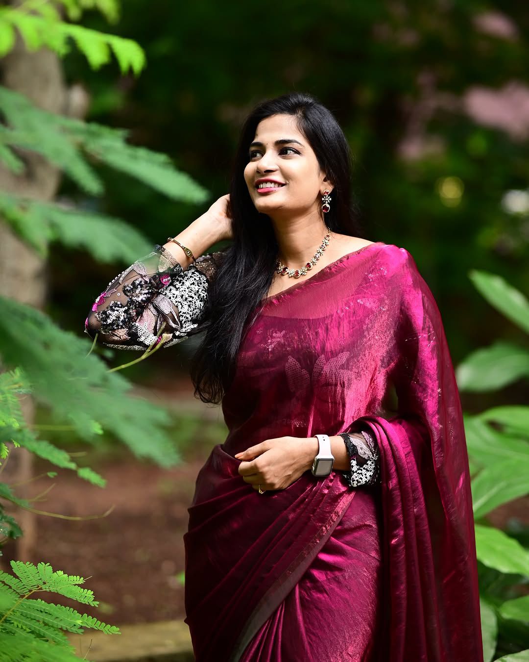 ASN-78 Premium Space Silk Saree – 6 Sequin Embroidery Soft Net Blouse | House of ShiVisha™