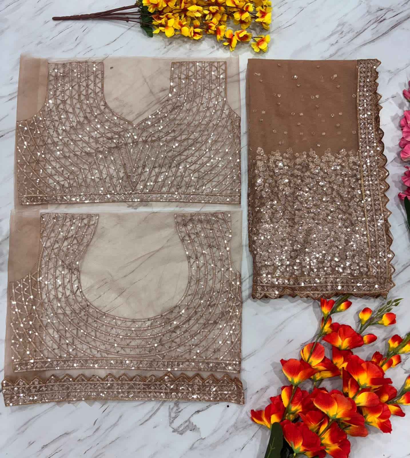 ASN-82 Butterfly Net Saree – Heavy Sequin Embroidery with Silk Inner & Dual-Side Work Blouse  House of ShiVisha™