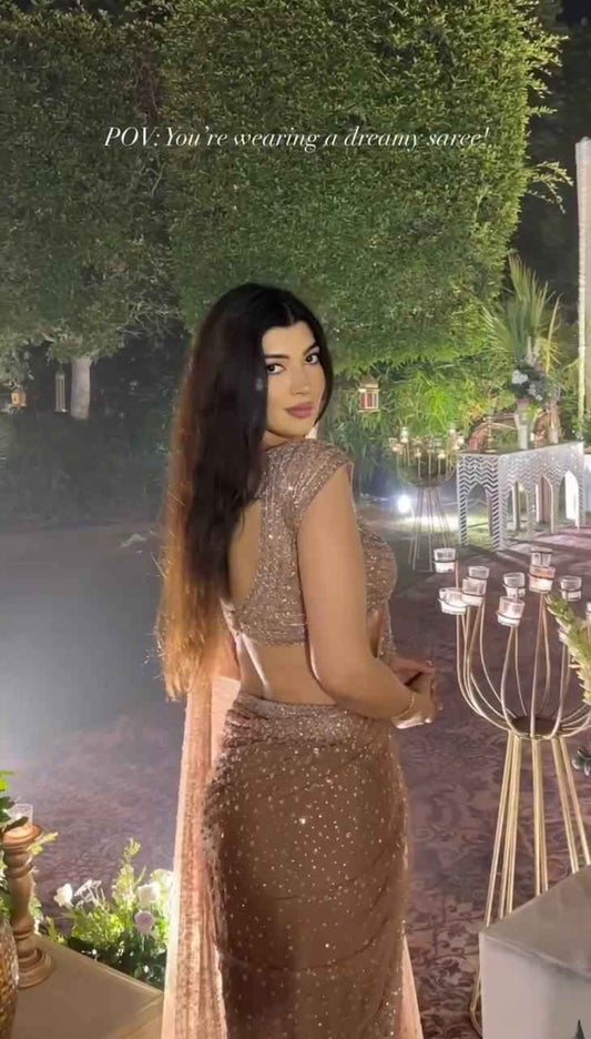 ASN-82 Butterfly Net Saree – Heavy Sequin Embroidery with Silk Inner & Dual-Side Work Blouse  House of ShiVisha™