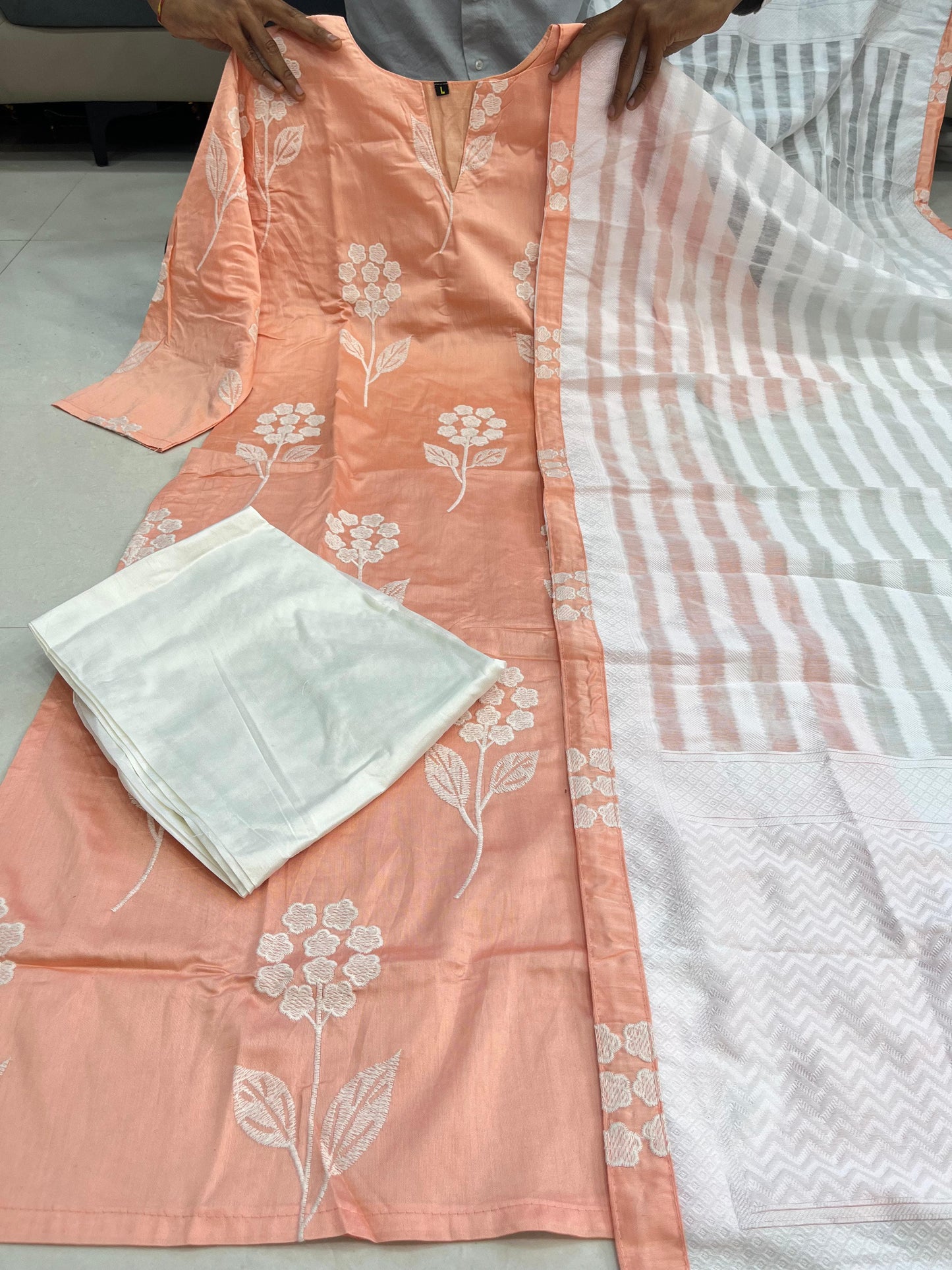 “Birthday Bloom” Baby Pink Embroidered Kurti Pant Dupatta Set – Alia Bhatt Birthday Special Edition | House of ShiVisha™