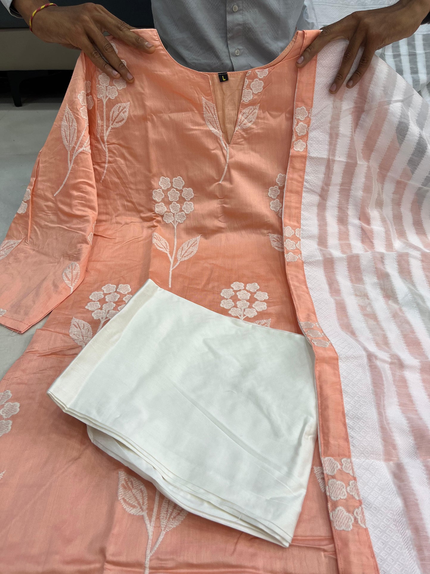 “Birthday Bloom” Baby Pink Embroidered Kurti Pant Dupatta Set – Alia Bhatt Birthday Special Edition | House of ShiVisha™