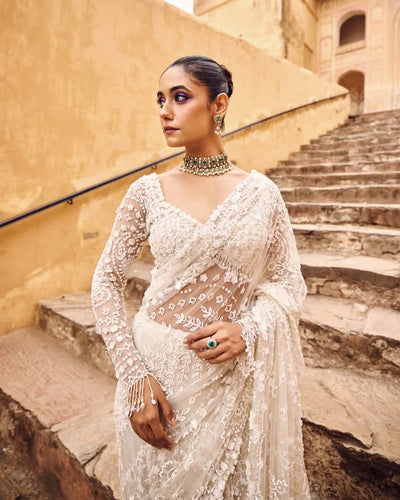 Bollywood Blockbuster Designer Saree – Heavy Butterfly Net with 5MM Sequins Embroidery | House of ShiVisha™ | Code: DF 3438 -