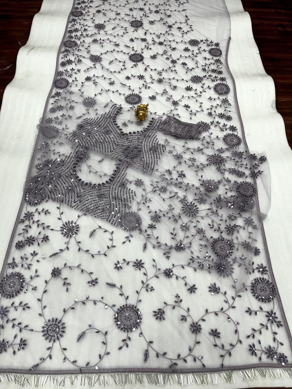 Bollywood Blockbuster Designer Saree – Heavy Mono Net with 5MM Multy & Sequins Embroidery | House of ShiVisha™ | Code: DF 339