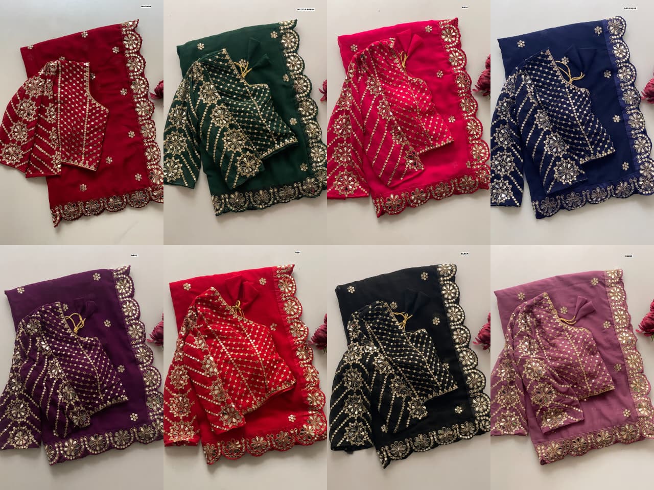 Bollywood Blockbuster Original Mirror Work Georgette Saree – Heavy Sequin Embroidery & Stitched Designer Blouse | House of ShiVisha™ | Luxe Mirror Edition | Code: DF-3457