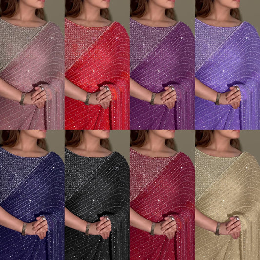 Bollywood Blockbuster Special Edition Saree – Faux Georgette with 5MM Sequins & Multy Embroidery | House of ShiVisha™ | Code: