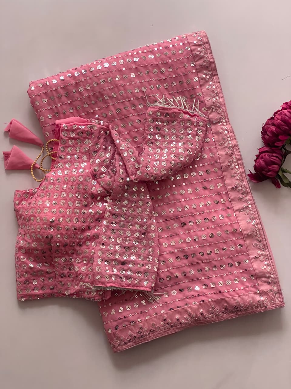 Bollywood Blockbuster Special Edition Saree – Faux Georgette with 5MM Sequins & Multy Embroidery | House of ShiVisha™ | Code: