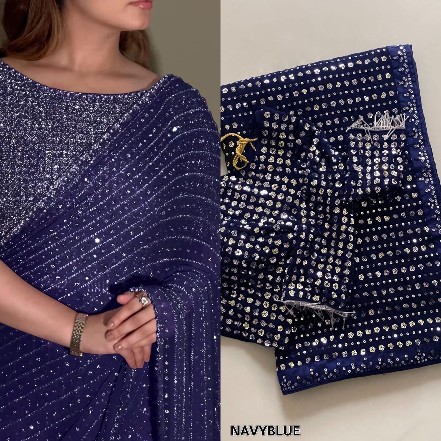 Bollywood Blockbuster Special Edition Saree – Faux Georgette with Heavy 5MM Sequins & Multy Embroidery | House of ShiVisha™ |