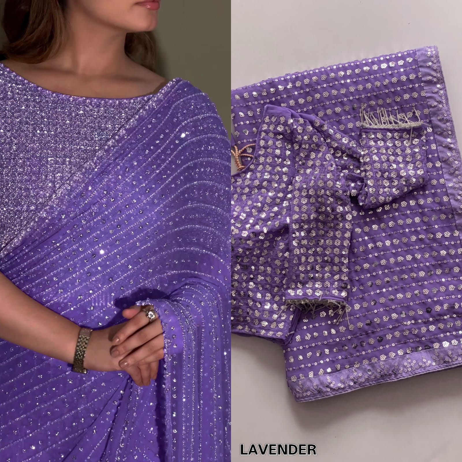 Bollywood Blockbuster Special Edition Saree – Faux Georgette with Heavy 5MM Sequins & Multy Embroidery | House of ShiVisha™ |