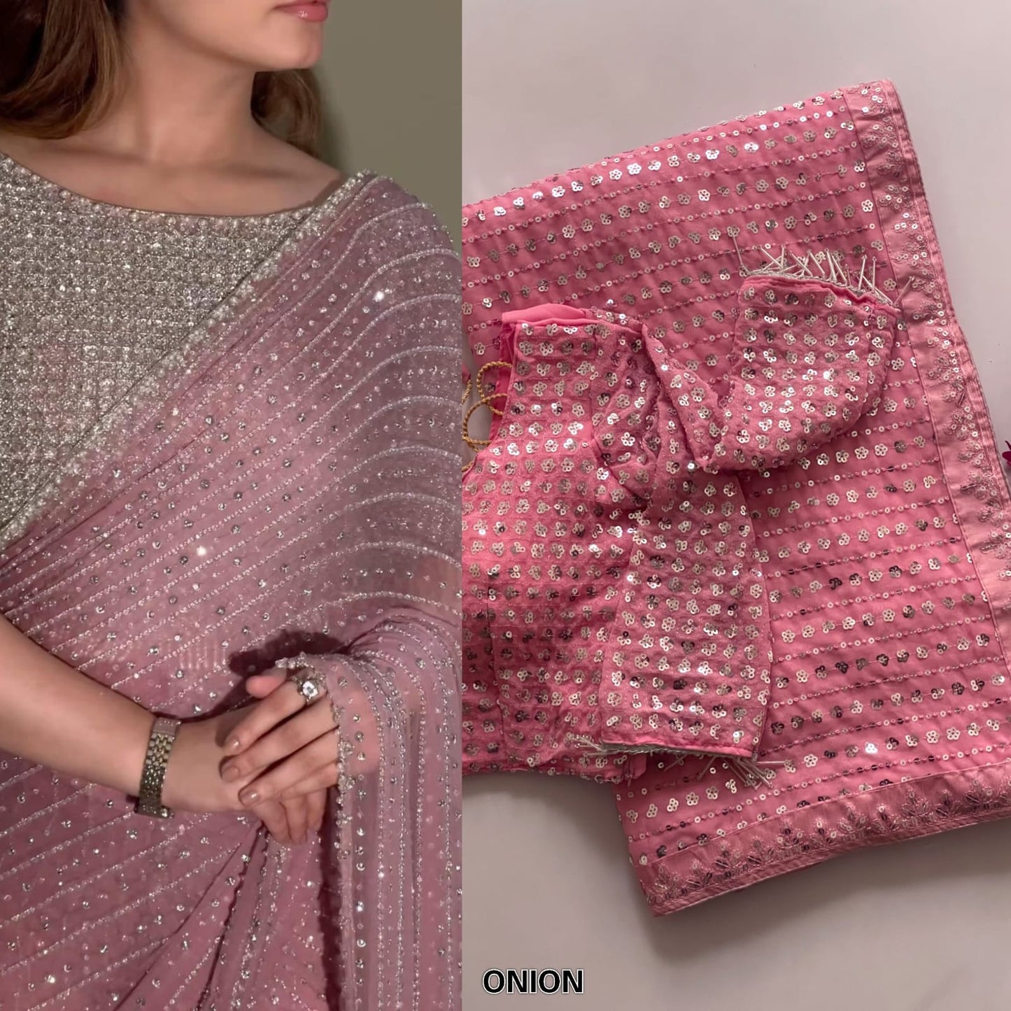 Bollywood Blockbuster Special Edition Saree – Faux Georgette with Heavy 5MM Sequins & Multy Embroidery | House of ShiVisha™ |