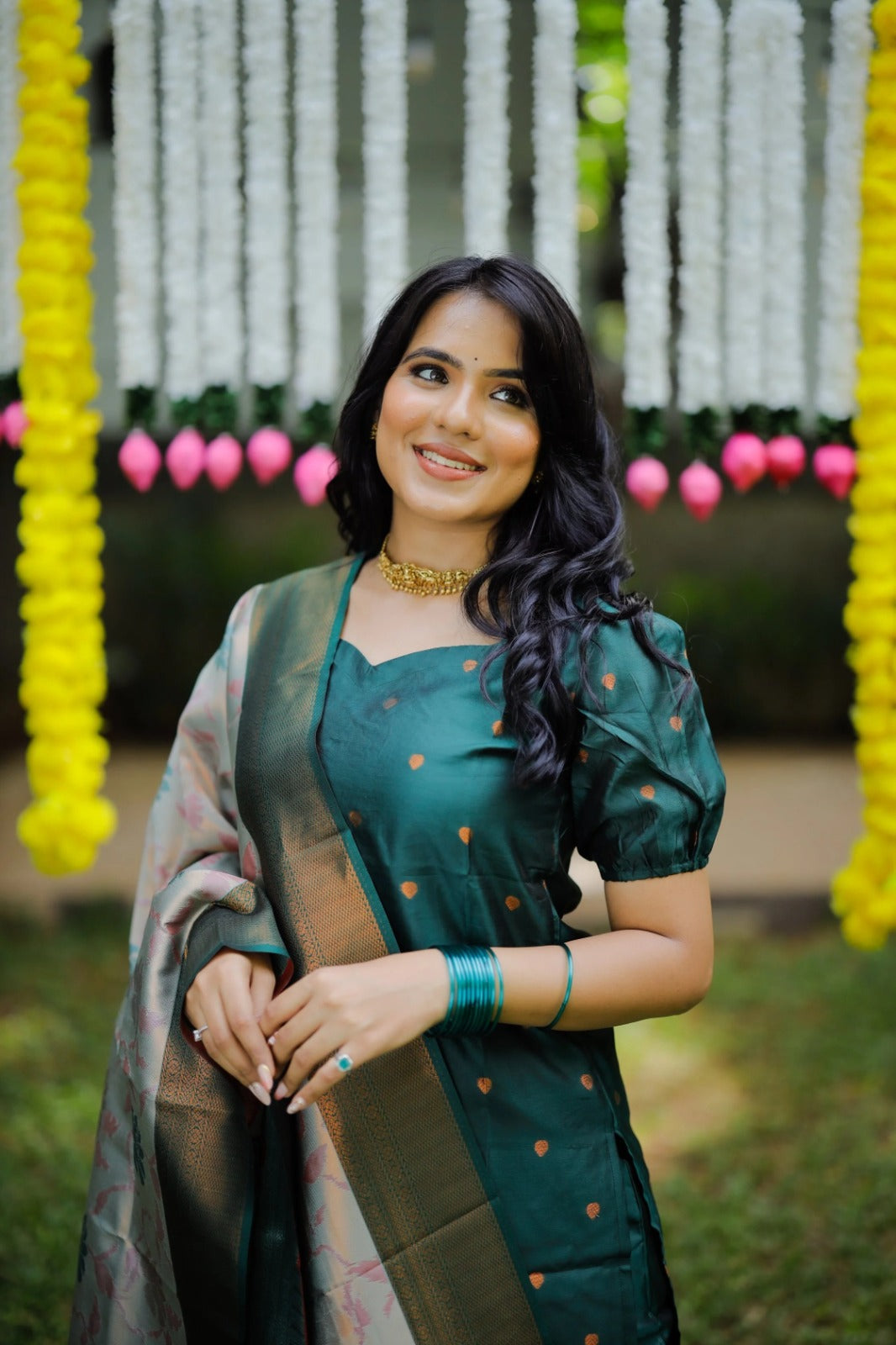 Cerulean Ujjwala Jacquard Kurta Pant Dupatta Set – Elegant Weaving Design with Lace Border Dupatta | House of ShiVisha™ | Graceful Classics Edition | SKU: Cerulean-Ujjwala-Suit