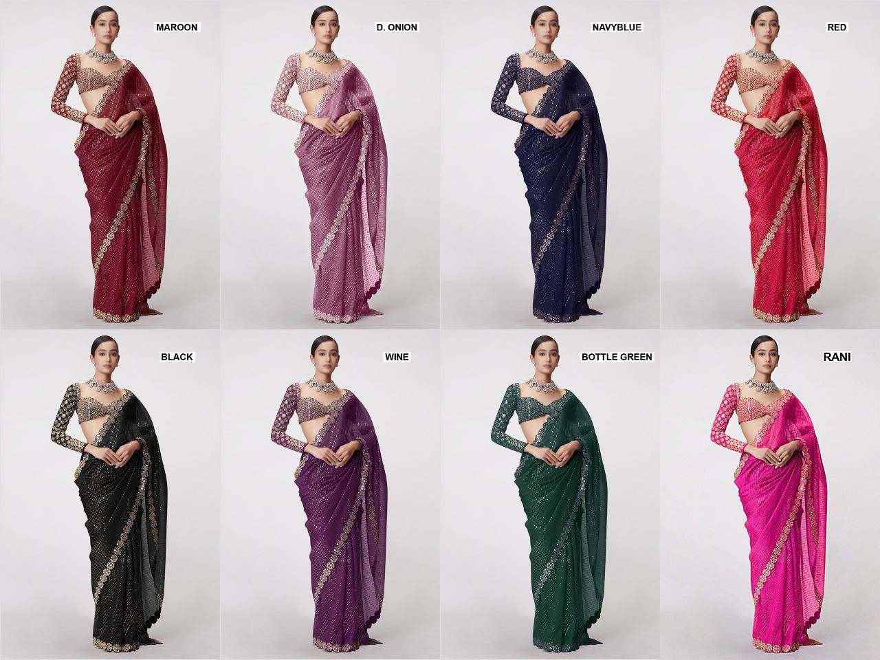 DF-3429 Faux Georgette Saree – Original Mirror & 5mm Sequin Embroidery with Heavy Blouse | House of ShiVisha™