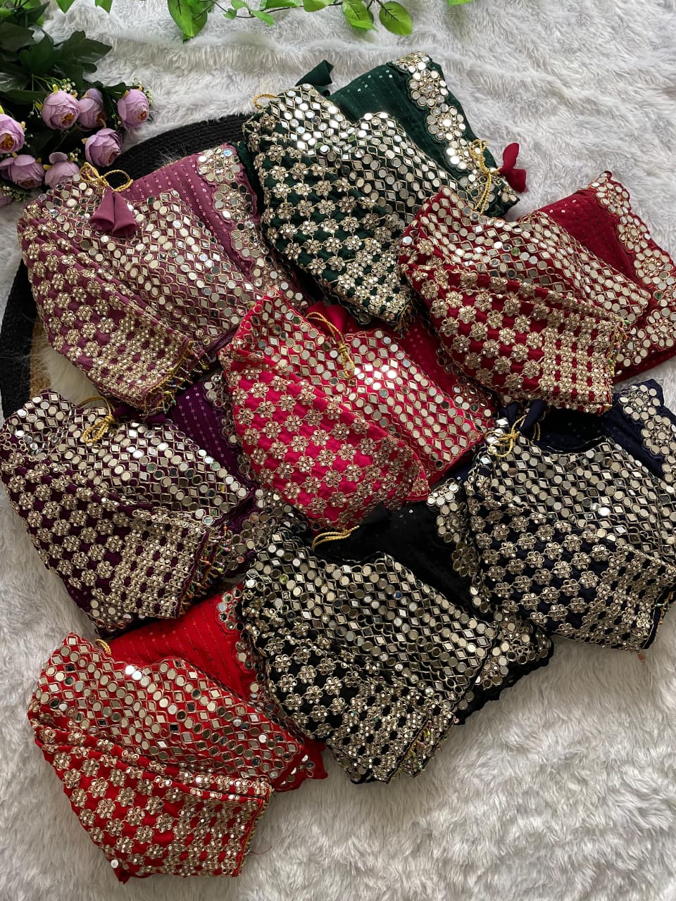 DF-3429 Faux Georgette Saree – Original Mirror & 5mm Sequin Embroidery with Heavy Blouse | House of ShiVisha™