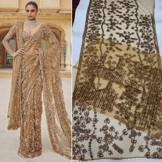 DF-3441 Mono Net Saree – Heavy 5mm & 9mm Sequin Embroidery with Designer Net Blouse | House of ShiVisha™